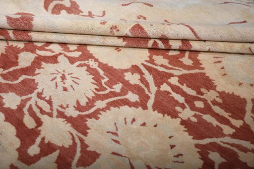 Full view of New Yazd rug from Iran / Persia, 482 × 368 cm in Red tones