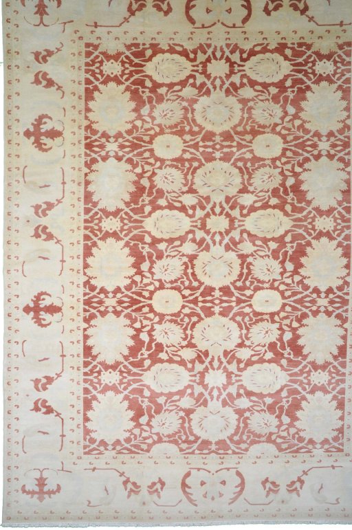 Full view of New Yazd rug from Iran / Persia, 482 × 368 cm in Red tones