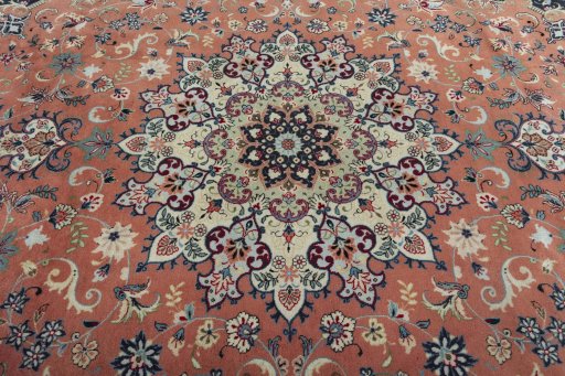 Central medallion detail of 2000s Yazd rug from Iran / Persia