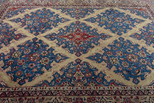 Central medallion detail of 1970s Yazd rug from Iran / Persia