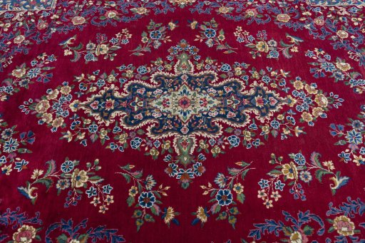 Central medallion detail of 1970s Yazd rug from Iran / Persia
