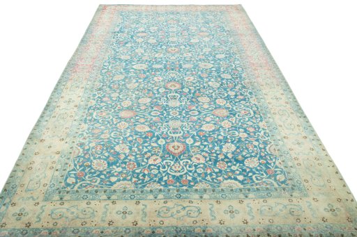 Surface texture of 1930s Yazd rug with natural Wool and intricate pattern