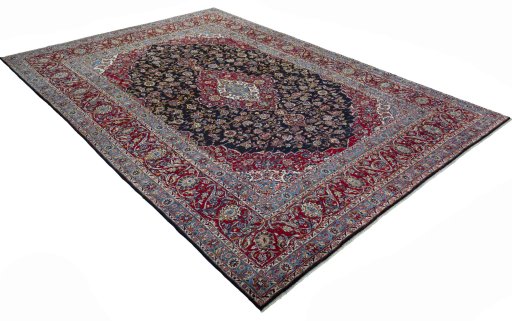 Close-up detail of 2000s Yazd rug from Iran / Persia showing Wool weave