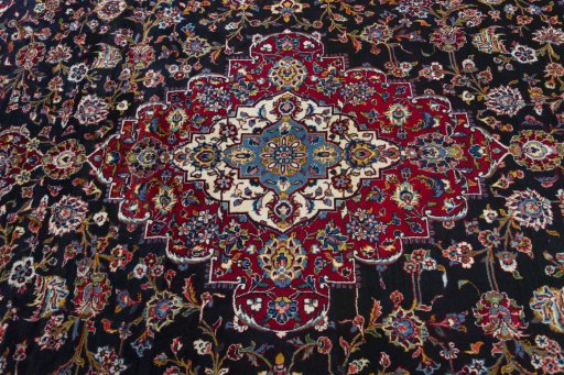 Central medallion detail of 2000s Yazd rug from Iran / Persia