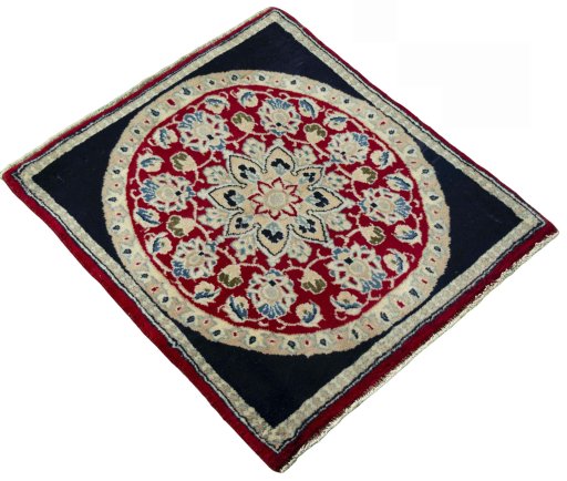 Close-up detail of 2000s Yazd rug from Iran / Persia showing Wool weave