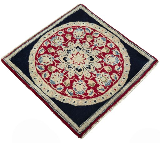 Close-up detail of 2000s Yazd rug from Iran / Persia showing Wool weave