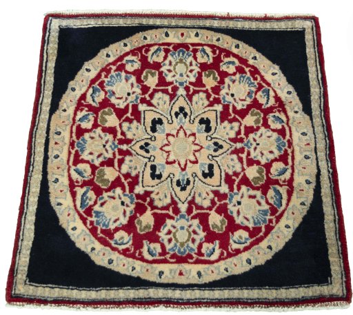 Surface texture of 2000s Yazd rug with natural Wool and intricate pattern