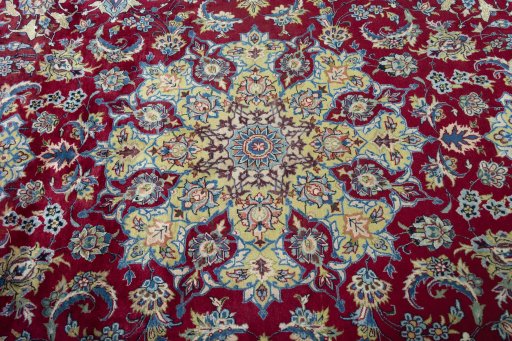 Central medallion detail of 2000s Yazd rug from Iran / Persia