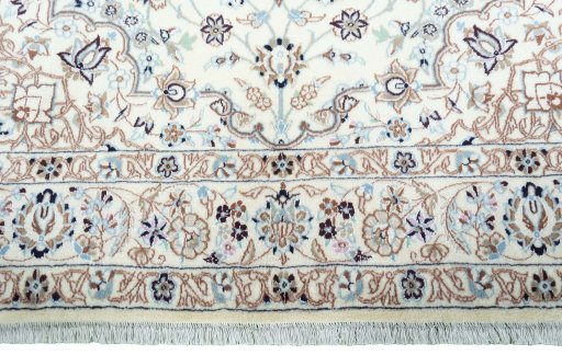 Full view of New Nain rug from Iran / Persia, 310 × 188 cm in Beige tones