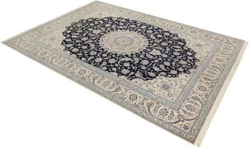 Surface texture of New Nain 6La with Silk rug with natural Wool and intricate pattern