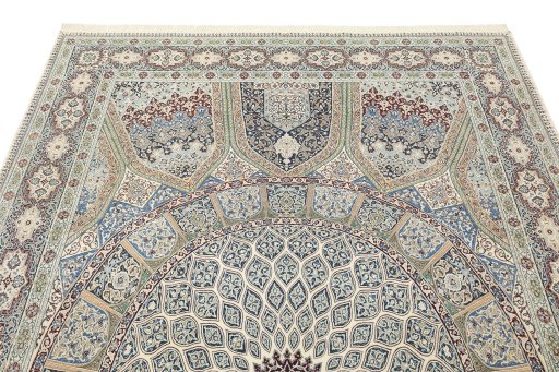 Surface texture of New Nain 6La with Silk rug with natural Wool and intricate pattern