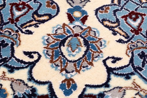 Backside of handmade 2020s Nain 6La with Silk rug showing knot structure and weave density