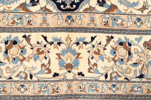 Close-up detail of 2019s Nain 6La with Silk rug from Iran / Persia showing Wool weave