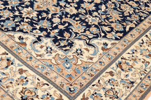 Backside of handmade 2019s Nain 6La with Silk rug showing knot structure and weave density