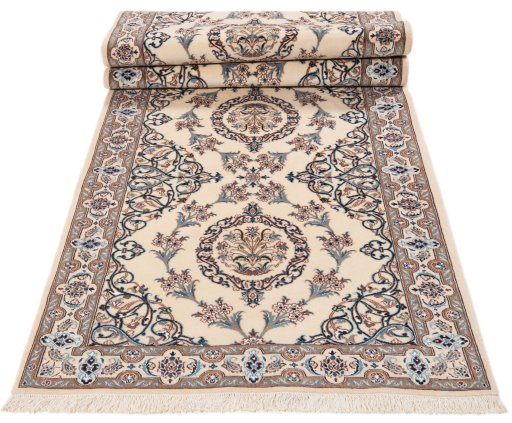 Surface texture of New Nain 6La with Silk rug with natural Wool and intricate pattern