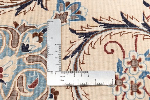 Full view of 2021s Nain 6La with Silk rug from Iran / Persia, 363 × 262 cm in Dark blue tones