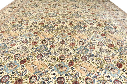 Surface texture of New Nain 6La with Silk rug with natural Wool and intricate pattern