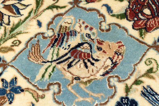 Full view of New Nain 6La with Silk rug from Iran / Persia, 595 × 390 cm in Beige tones
