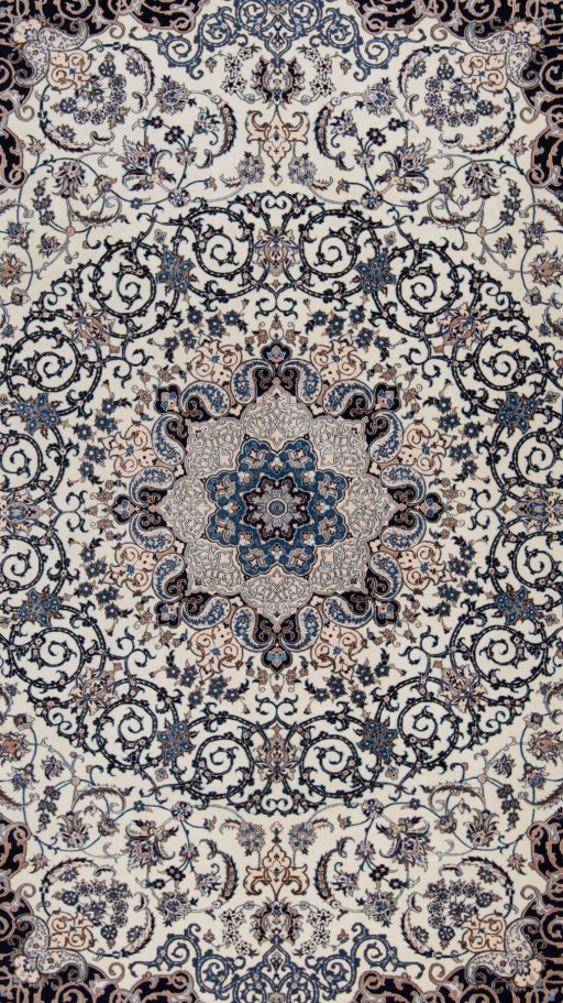 Surface texture of New Nain 6La with Silk rug with natural Wool and intricate pattern
