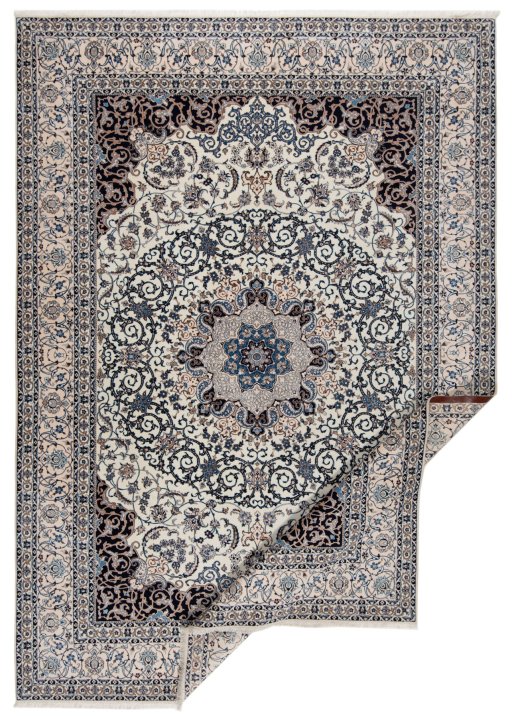 Surface texture of New Nain 6La with Silk rug with natural Wool and intricate pattern