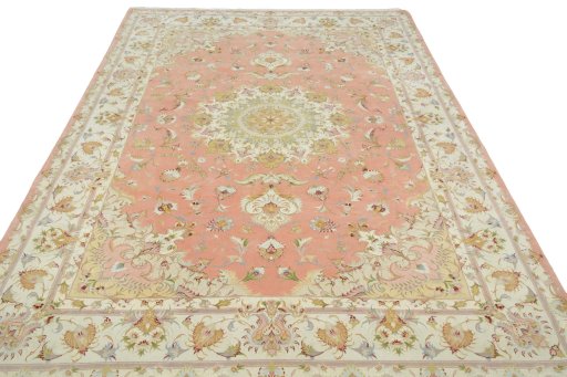 Surface texture of New Tabriz 50/60/70 Raj rug with natural Cork and intricate pattern