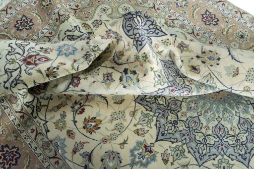 Surface texture of New Tabriz 50/60/70 Raj rug with natural Cork and intricate pattern