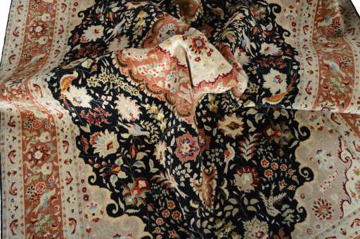 Surface texture of New Tabriz 50/60/70 Raj rug with natural Cork and intricate pattern