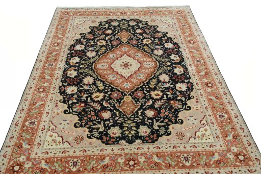 Surface texture of New Tabriz 50/60/70 Raj rug with natural Cork and intricate pattern