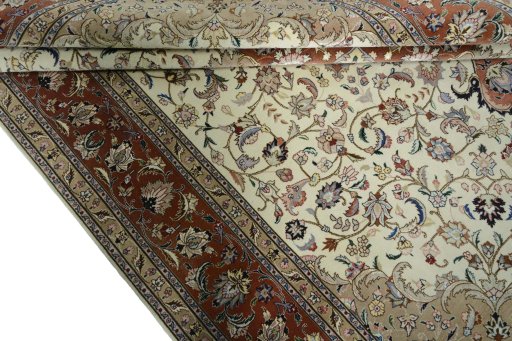 Surface texture of New Tabriz 50/60/70 Raj rug with natural Cork and intricate pattern