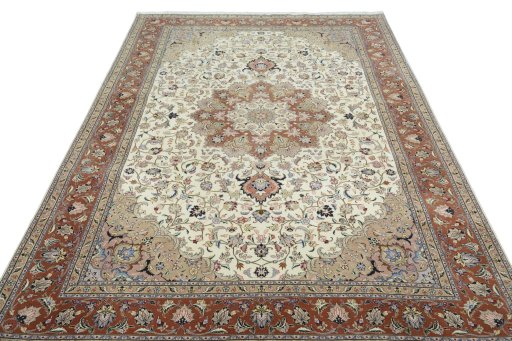 Surface texture of New Tabriz 50/60/70 Raj rug with natural Cork and intricate pattern