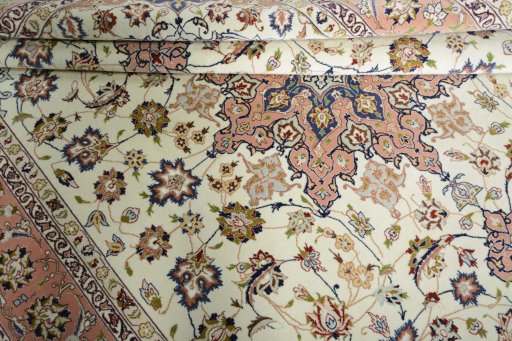 Surface texture of New Tabriz 50/60/70 Raj rug with natural Cork and intricate pattern