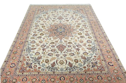 Surface texture of New Tabriz 50/60/70 Raj rug with natural Cork and intricate pattern