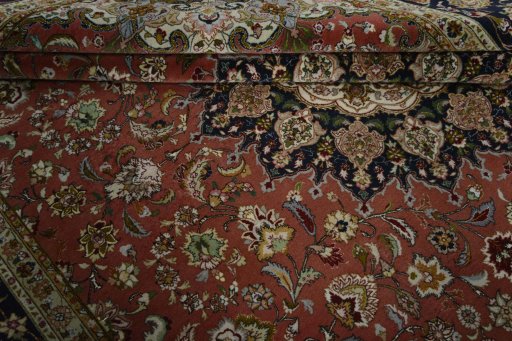 Surface texture of New Tabriz 50/60/70 Raj rug with natural Cork and intricate pattern