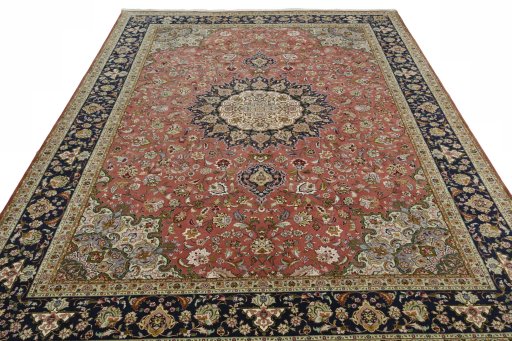 Surface texture of New Tabriz 50/60/70 Raj rug with natural Cork and intricate pattern