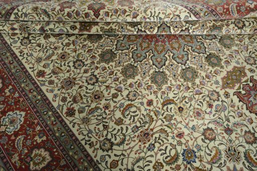 Surface texture of New Tabriz 50/60/70 Raj rug with natural Cork and intricate pattern
