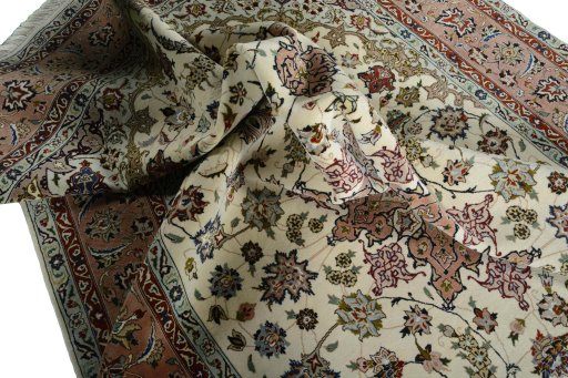 Surface texture of New Tabriz 50/60/70 Raj rug with natural Cork and intricate pattern