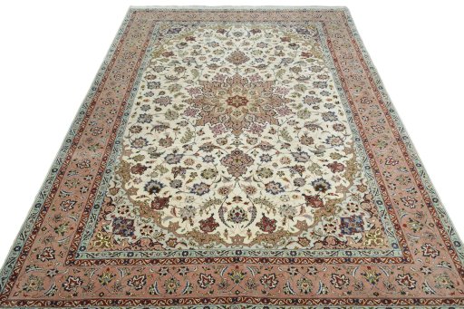 Surface texture of New Tabriz 50/60/70 Raj rug with natural Cork and intricate pattern