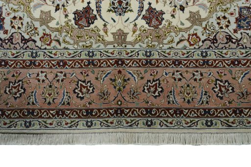 Full view of New Tabriz 50/60/70 Raj rug from Iran / Persia, 296 × 200 cm in Beige tones