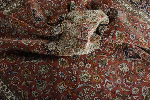 Surface texture of New Tabriz 50/60/70 Raj rug with natural Cork and intricate pattern
