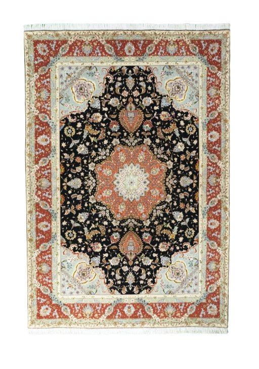 Full view of New Tabriz 50/60/70 Raj rug from Iran / Persia, 244 × 167 cm in Gray tones
