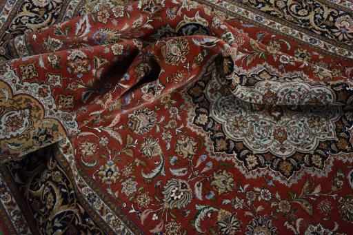 Surface texture of New Tabriz 50/60/70 Raj rug with natural Cork and intricate pattern