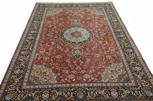 Surface texture of New Tabriz 50/60/70 Raj rug with natural Cork and intricate pattern