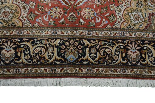 Full view of New Tabriz 50/60/70 Raj rug from Iran / Persia, 293 × 206 cm in Red tones