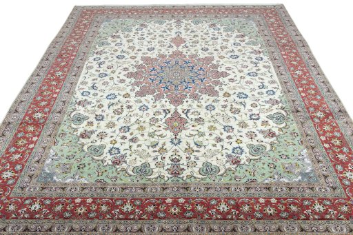 Surface texture of New Tabriz 50/60/70 Raj rug with natural Cork and intricate pattern