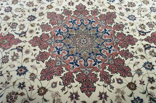 Central medallion detail of New Tabriz 50/60/70 Raj rug from Iran / Persia
