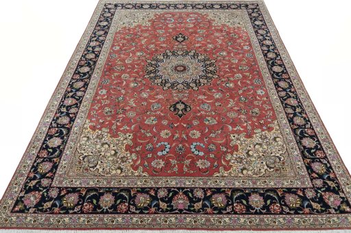 Surface texture of New Tabriz 50/60/70 Raj rug with natural Cork and intricate pattern