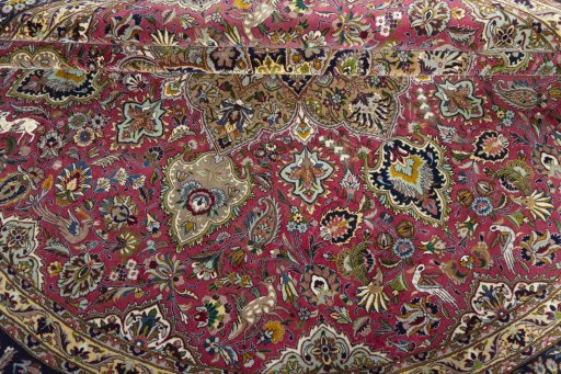 Full view of New Tabriz 50/60/70 Raj rug from Iran / Persia, 290 × 290 cm in Red tones