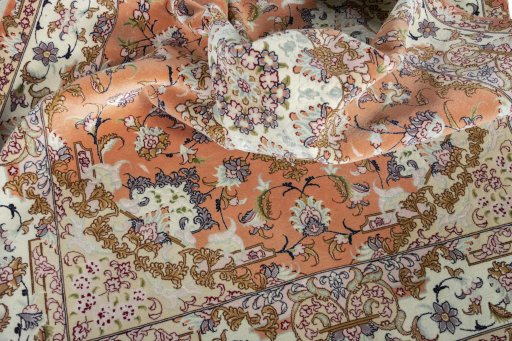 Surface texture of New Tabriz 50/60/70 Raj rug with natural Cork and intricate pattern