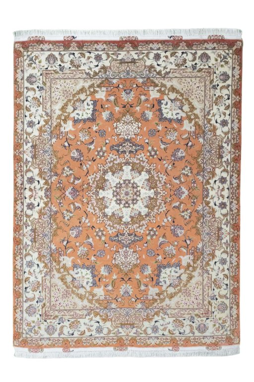 Full view of New Tabriz 50/60/70 Raj rug from Iran / Persia, 205 × 150 cm in Red tones