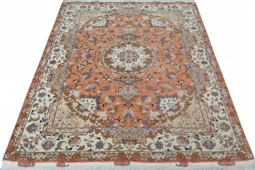 Surface texture of New Tabriz 50/60/70 Raj rug with natural Cork and intricate pattern
